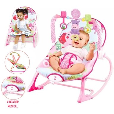 SILLA MECEDORA MUSICAL CON VIBRADOR ELEFANTE ROSADO