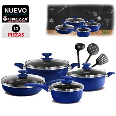 SET DE OLLAS 11PZAS ANTIADHERENTES FZ-1625T-2 AZUL