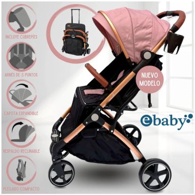 COCHE DE PASEO MALETA «SUNNY GOLD» PINK
