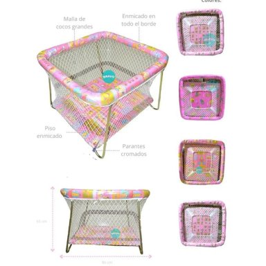 CORRAL PARA BEBES ACOLCHADO ECONOMICO CAMBREL -NACIONAL ROSA