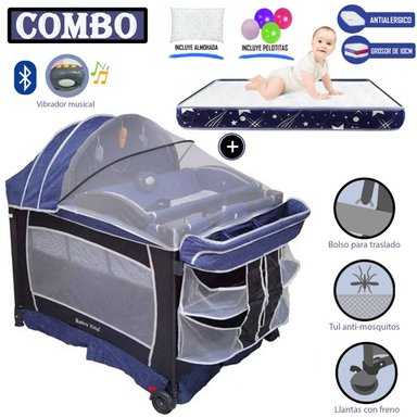 CUNA CORRAL BABY KITS VERONA AZUL + COLCHÓN 4 ' AZUL