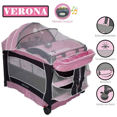 CUNA CORRAL BABY KITS VERONA ROSADO