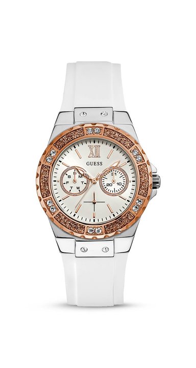 RELOJ GUESS MUJER ANÁLOGO W1053L2 CORREA BLANCO SILICONA - 1