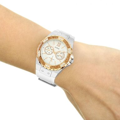 RELOJ GUESS MUJER ANÁLOGO W1053L2 CORREA BLANCO SILICONA - 2