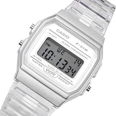 RELOJ CASIO MUJER DIGITAL F91WS-7 CLÁSICO TRANSPARENTE - 4
