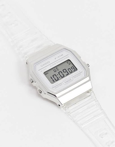 RELOJ CASIO MUJER DIGITAL F91WS-7 CLÁSICO TRANSPARENTE - 6