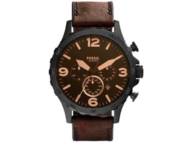RELOJ FOSSIL HOMBRE ANÁLOGO JR1487 NATE MARRÓN CUERO - 1