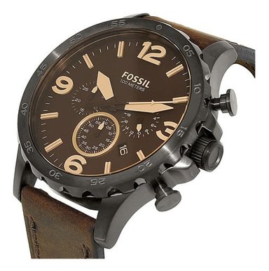 RELOJ FOSSIL HOMBRE ANÁLOGO JR1487 NATE MARRÓN CUERO - 2