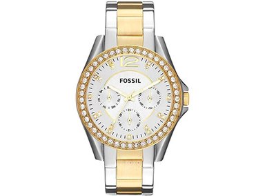 RELOJ FOSSIL MUJER ANÁLOGO ES3204 MULTIFUNCIÓN PLATEADO DORADO - 1