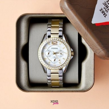 RELOJ FOSSIL MUJER ANÁLOGO ES3204 MULTIFUNCIÓN PLATEADO DORADO - 2
