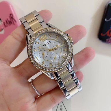RELOJ FOSSIL MUJER ANÁLOGO ES3204 MULTIFUNCIÓN PLATEADO DORADO - 3