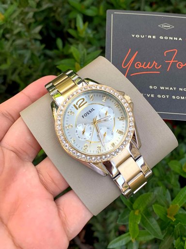 RELOJ FOSSIL MUJER ANÁLOGO ES3204 MULTIFUNCIÓN PLATEADO DORADO - 4