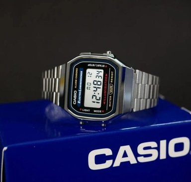 RELOJ DE HOMBRE CASIO RETRO A168WA-1 PLATEADO - 4