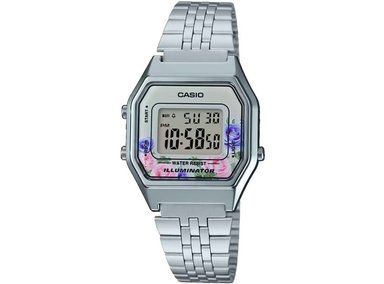 RELOJ PLATEADO RETRO CASIO LA680WA-4C FLORAL