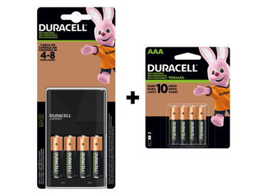 SET PILAS RECARGABLES DURACELL AAA Y AA 2500 MAH +CARGADOR + 4 PILAS RECARGABLES AAA