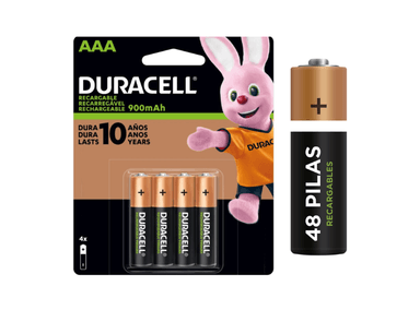 PILAS RECARGABLES DURACELL CAJA 48 UNID AAA 900 MAH