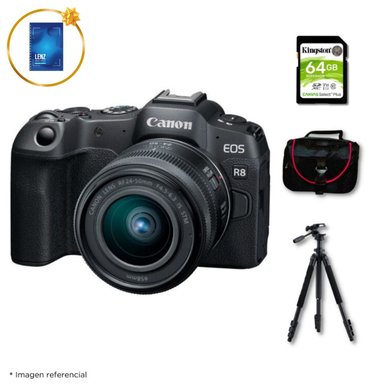 CÁMARA CANON EOS R8 + LENTE RF 24-50MM F45-63 IS STM + KIT DELUXE - 1