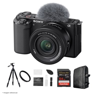 CÁMARA SONY ZV-E10 MIRRORLESS + LENTE 16-50MM F35-56 II + KIT ULTIMATE DE ACCESORIOS - 1