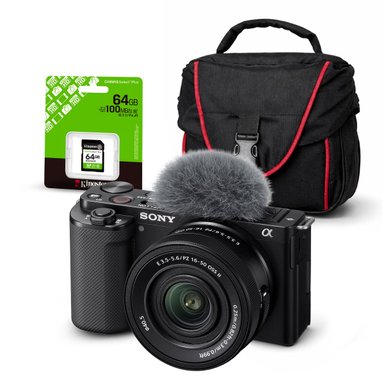 CÁMARA SONY ZV-E10 MIRRORLESS + LENTE 16-50MM F35-56 II + KIT BÁSICO DE ACCESORIOS - 1