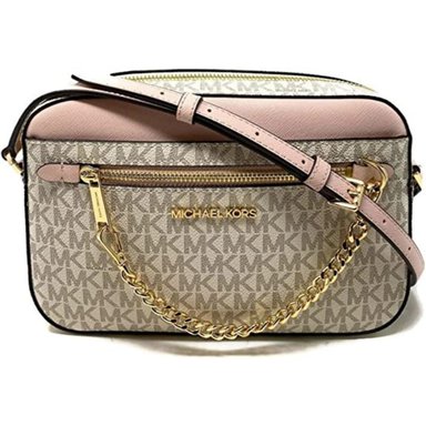 CROSSBODY MICHAEL KORS JET SET BEIGE CHAIN CON ROSA - 1