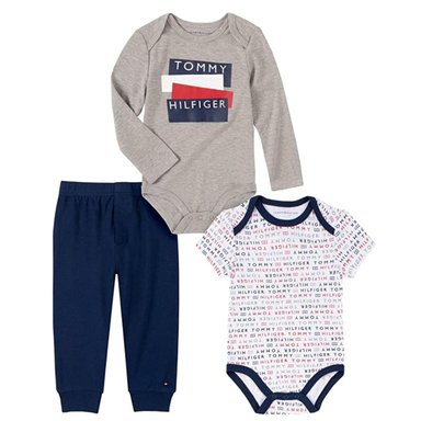 SET CONJUNTO BODY + BUZO ALGODÓN NIÑO TOMMY HILFIGER AZUL ROJO 3 UNIDADES