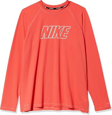 POLO LICRA NIKE UPF 40+ MANGA LARGA MUJER - BLANCO CON LOGO CORAL