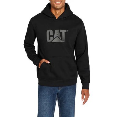 POLERA MANGA LARGA ALGODÓN HOMBRE CATERPILLAR NEGRO PULLOVER CON CAPUCHA CAT ADULTO