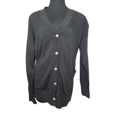 CHOMPA MANGA LARGA ALGODÓN MUJER TOMMY HILFIGER NEGRO ABIERTA