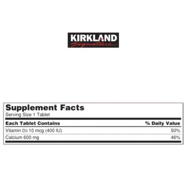 CALCIO KIRKLAND 600 MG 500 TABLETAS UNIDAD - 2
