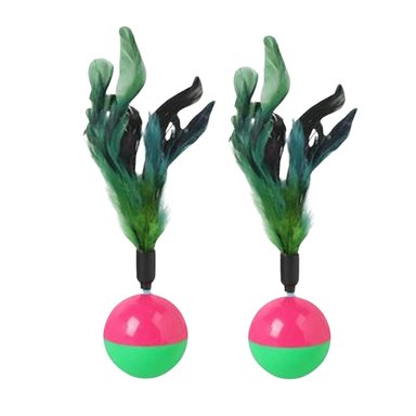 PACKX2 JUGUETE DE PELOTA CON PLUMAS PARA GATO