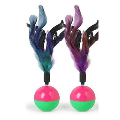 PACKX2 JUGUETE DE PELOTA CON PLUMAS PARA GATO - 2