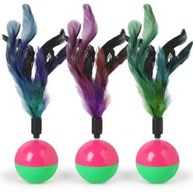 PACKX2 JUGUETE DE PELOTA CON PLUMAS PARA GATO - 3