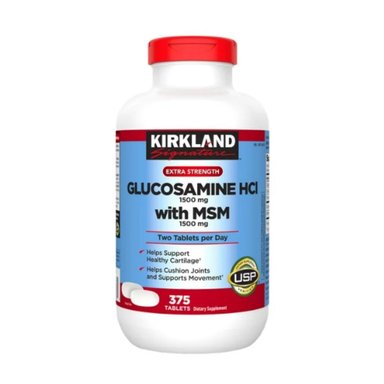 SUPLEMENTO GLUCOSAMINA CON MSM SIGNATURE KIRKLAND 1500 MG 375 TABLETAS