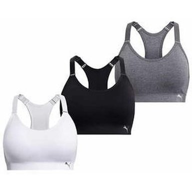 TOP MUJER PUMA NEGRO ACTIVE BRA 1489317 SUJETADOR DEPORTIVO PACK X 3 - 1