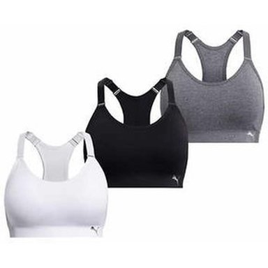 TOP MUJER PUMA NEGRO ACTIVE BRA 1489317 SUJETADOR DEPORTIVO PACK X 3