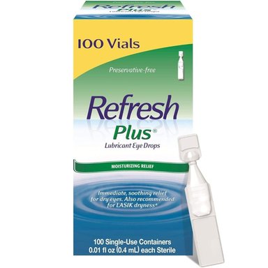 GOTAS LUBRICANTES PARA OJOS REFRESH PLUS 100 ENVASES DE UN SOLO USO