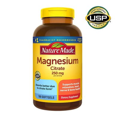 SUPLEMENTO CITRATO MAGNESIO NATURE MADE 250 MG 180 CÁPSULAS BLANDAS