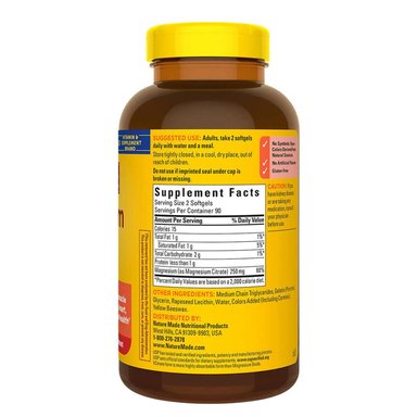 SUPLEMENTO CITRATO MAGNESIO NATURE MADE 250 MG 180 CÁPSULAS BLANDAS - 2