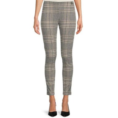 PANTALÓN ALGODÓN MUJER TOMMY HILFIGER BEIGE SLIM DE VESTIR CUADROS - 1