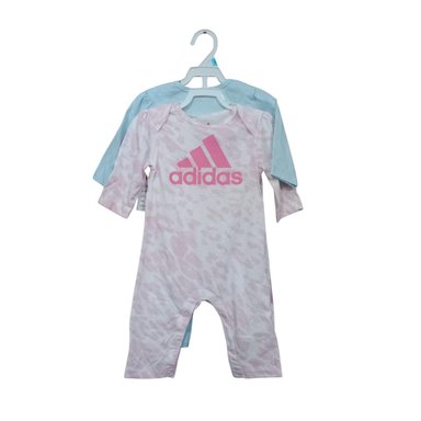 PACK 2 BODYSUIT ALGODÓN UNISEX ADIDAS ROSADO Y CELESTE BEBECRECE MANGA LARGA