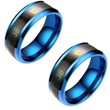 PACKX2 ANILLO INTELIGENTE DE ACERO CON SENSOR DE TEMPERATURA UNISEX AZUL