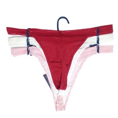 CALZON ALGODÓN MUJER TOMMY HILFIGER ROJO LACE THONG TRUZA HILO PACKX3 - 3