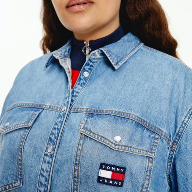 VESTIDO ALGODÓN MUJER TOMMY HILFIGER AZUL DENIM SLIM FIT BELTED CAMISERO JEAN RELAJADO - 3
