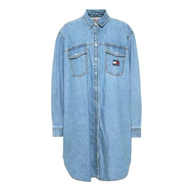 VESTIDO ALGODÓN MUJER TOMMY HILFIGER AZUL DENIM SLIM FIT BELTED CAMISERO JEAN RELAJADO - 4