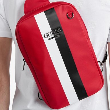 MOCHILA GUESS SLING-BAG ROJO CROSSBODY STRIPED - 2