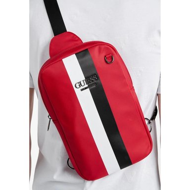 MOCHILA GUESS SLING-BAG ROJO CROSSBODY STRIPED - 3