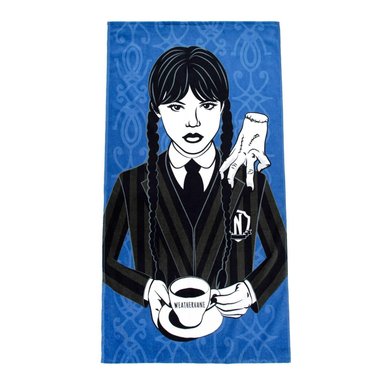 TOALLA ALGODÓN MUJER MARVELOUS AZUL HL01 PLAZA MGM WEDNESDAY MERLINA ADDAMS 69X137 CM