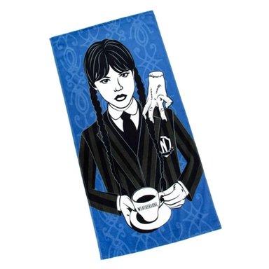 TOALLA ALGODÓN MUJER MARVELOUS AZUL HL01 PLAZA MGM WEDNESDAY MERLINA ADDAMS 69X137 CM - 5