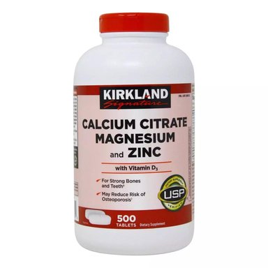 SUPLEMENTO KIRKLAND CICAMAZI CITRATO CALCIO, MAGNESIO Y ZINC 500 TABLETAS