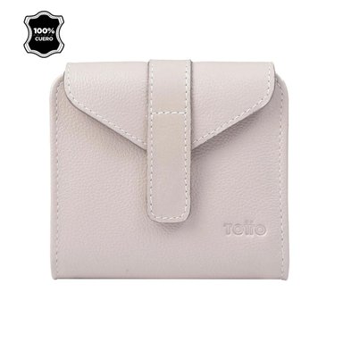 BILLETERA TOTTO T22 CUERO BEIGE ALMANDINA